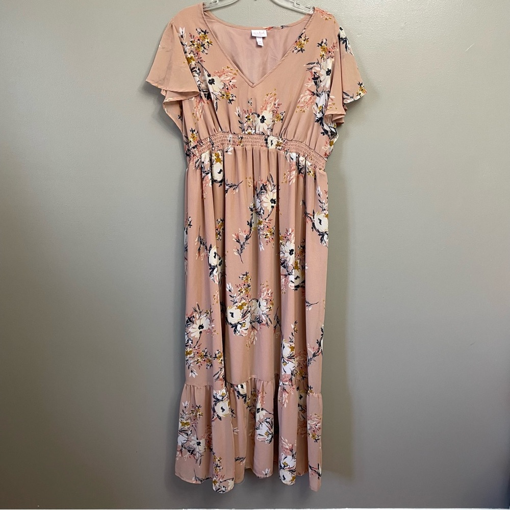 Isabel Maternity by Ingrid & Isabel 2XL dusty pink floral maxi dress flowy
